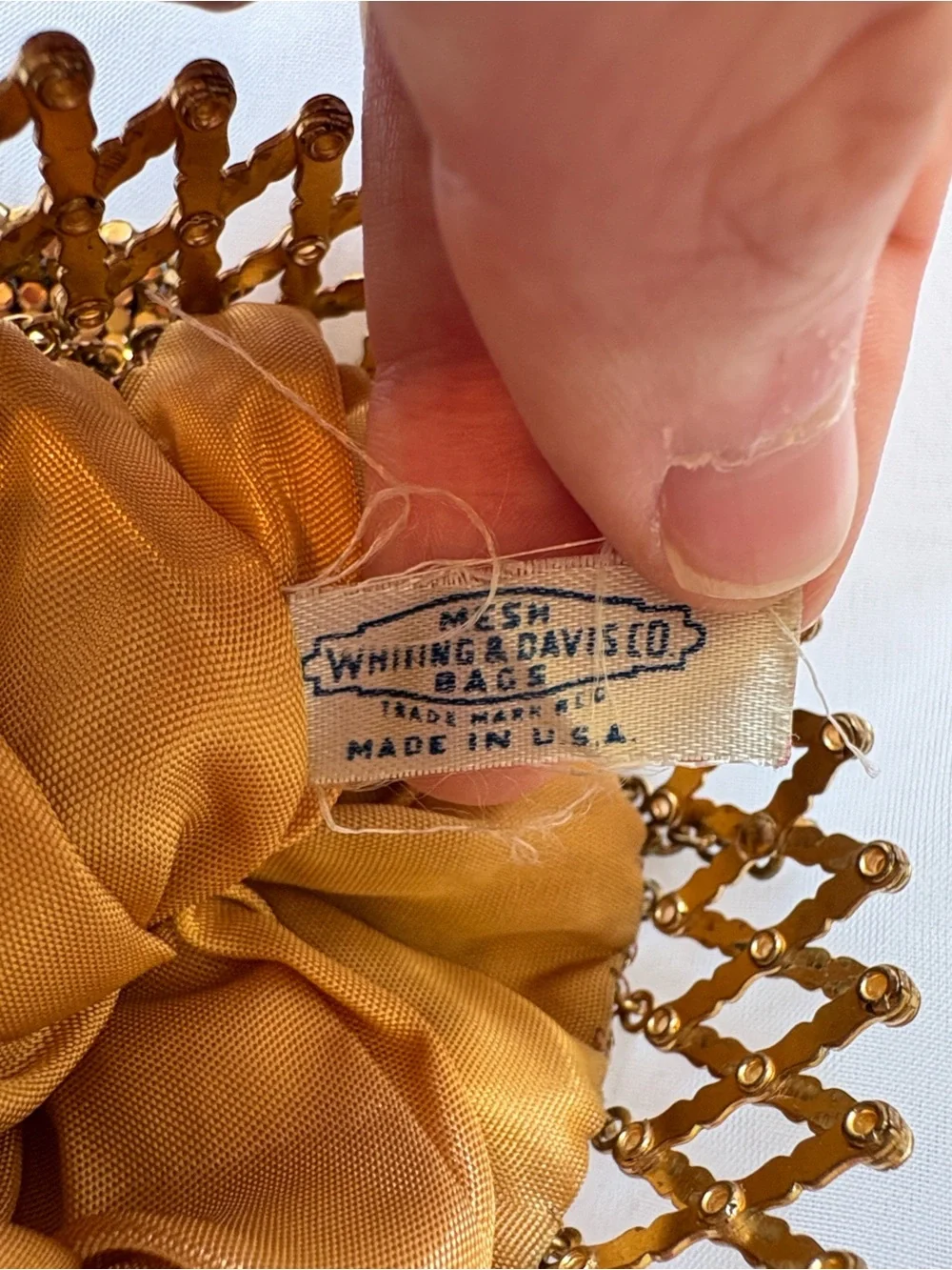 Whiting & Davis Vintage Gold Mesh Beggar Bag